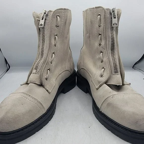 All Saints Ariel Womens Gray Suede Front Zip Booties Going Out